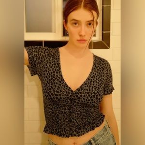 Urban Outfitters Button Down Smocked Top